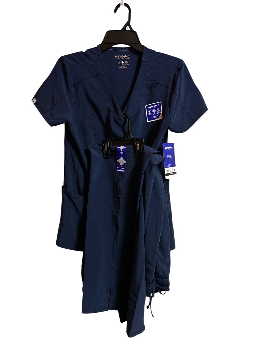 Scrubstar Navy Wrap-Front Jumpsuit with Pockets professional medical set